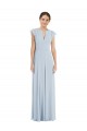 Flutter Sleeves Bateau Neck Chiffon Sea Glass Long Formal Dress