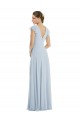 Flutter Sleeves Bateau Neck Chiffon Sea Glass Long Formal Dress