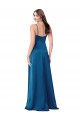 Sleeveless Cowl Neck Silky Satin Peacock Blue Long Formal Dress