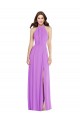Sleeveless Halter Neck Chiffon Violet Long Formal Dress