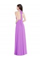 Sleeveless Halter Neck Chiffon Violet Long Formal Dress