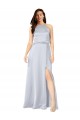 Sleeveless Halter Neck Silky Satin Fog Long Formal Dress