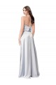 Sleeveless Halter Neck Silky Satin Fog Long Formal Dress