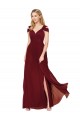 Sleeveless High Neck Chiffon Burgundy Long Formal Dress