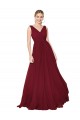 Sleeveless High Neck Chiffon Burgundy Long Formal Gowns