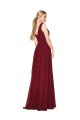 Sleeveless High Neck Chiffon Burgundy Long Formal Gowns