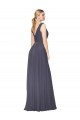Sleeveless High Neck Chiffon Dusty Blue Long Formal Dress