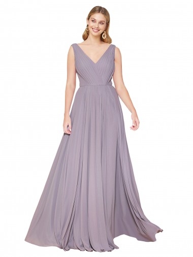 Affordable Sleeveless High Neck Chiffon Dusty Rose Long Formal Dress UK