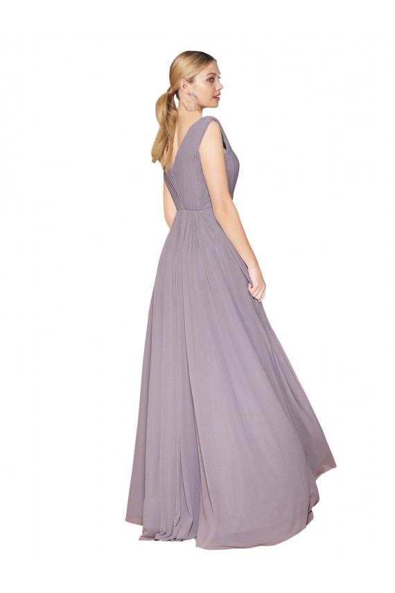 Sleeveless High Neck Chiffon Dusty Rose Long Formal Dress