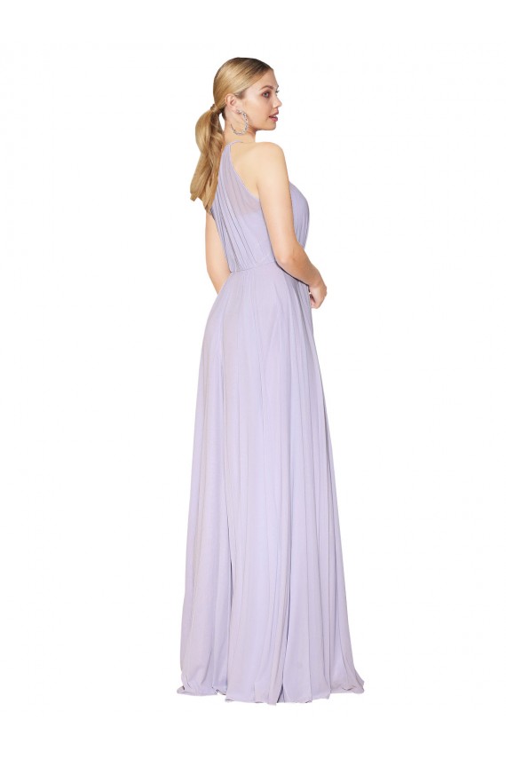 Sleeveless High Neck Chiffon Lilac Long Formal Dress