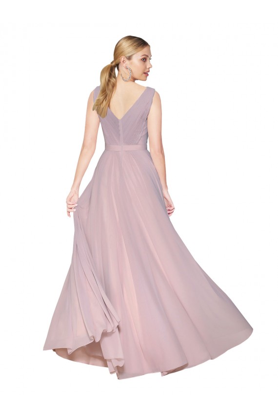 Sleeveless High Neck Chiffon Primrose Long Formal Dress