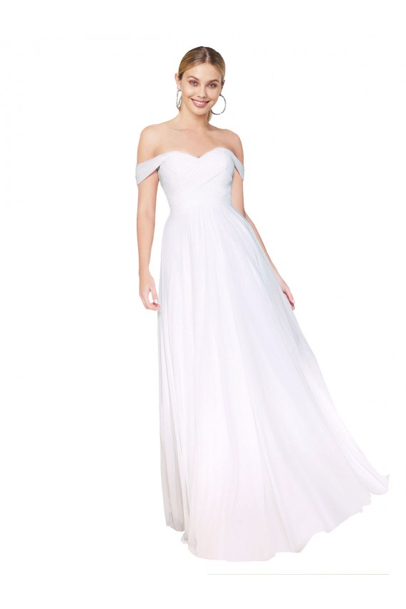 Sleeveless High Neck Chiffon White Long Formal Dress