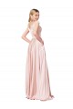 Sleeveless High Neck Satin Pink Long Formal Dress