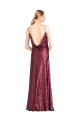 Sleeveless High Neck Sequin Burgundy Long Formal Dress