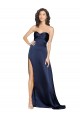 Sleeveless High Neck Silky Satin Sapphire Long Formal Dress