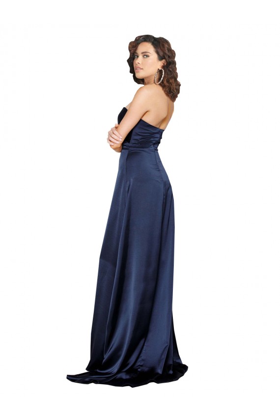 Sleeveless High Neck Silky Satin Sapphire Long Formal Dress
