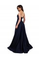 Sleeveless High Neck Stretch Crepe Dark Navy Long Formal Gowns