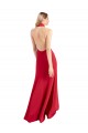 Sleeveless High Neck Stretch Crepe Red A-Line Long Formal Dress