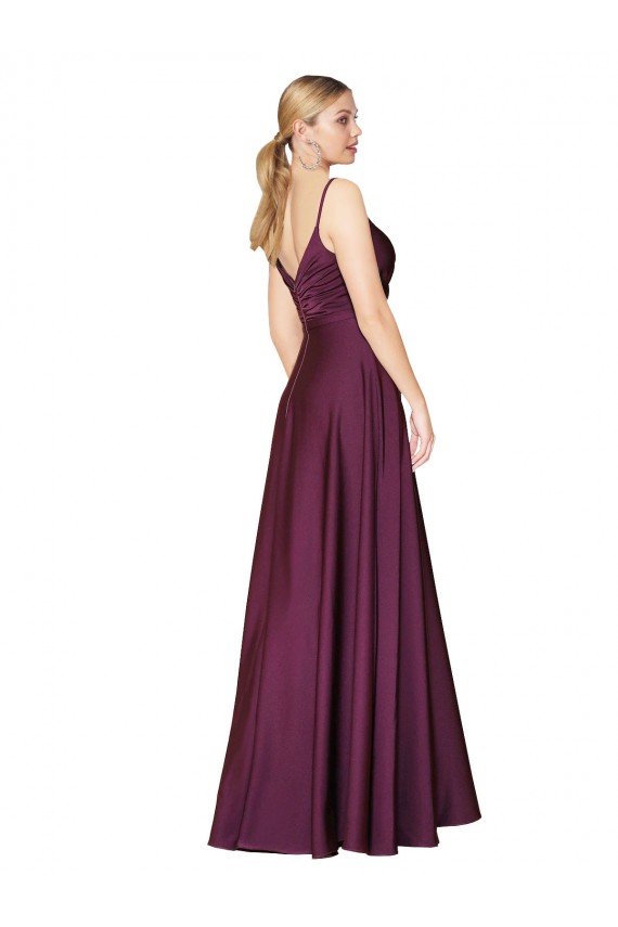 Sleeveless High Neck Stretch Crepe Wild Berry Long Formal Dress