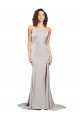 Sleeveless High Neck Stretch Satin Sweep Train Formal Dress