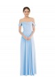 Sleeveless Off the Shoulder Chiffon Light Sky Blue Long Formal Dress