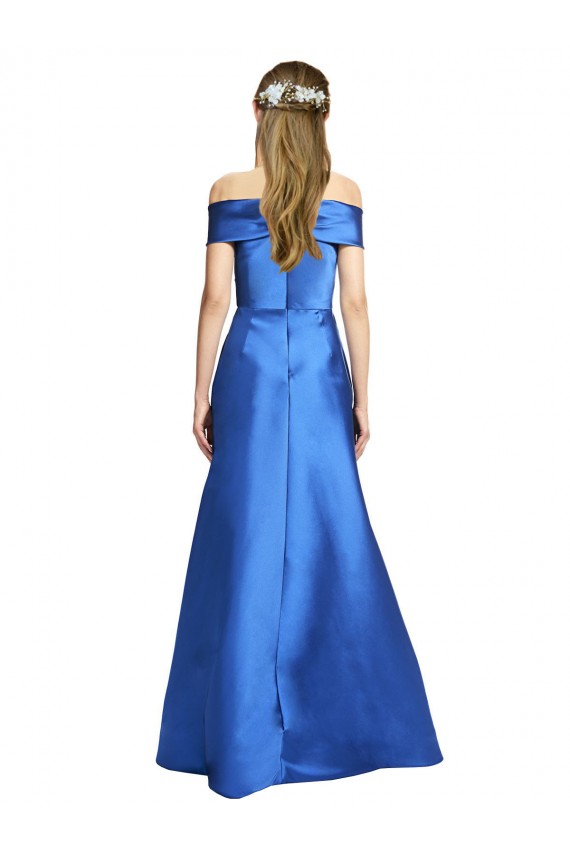 Sleeveless Off the Shoulder Satin Long Black Tie Formal Dress