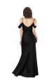 Sleeveless Off the Shoulder Silky Satin Black Long Formal Dress
