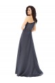 Sleeveless One Shoulder Satin Slate Grey Long Formal Dress