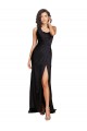 Sleeveless One Shoulder Silky Satin Black Long Formal Dress