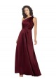 Sleeveless One Shoulder Silky Satin Burgundy Long Formal Dress