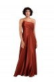 Sleeveless One Shoulder Silky Satin Burnt Orange Long Black Tie Formal Dress