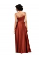 Sleeveless One Shoulder Silky Satin Burnt Orange Long Black Tie Formal Dress