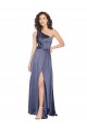 Sleeveless One Shoulder Silky Satin Dusk Long Formal Dress