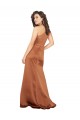 Sleeveless One Shoulder Silky Satin Orange Long Formal Dress