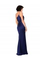 Sleeveless One Shoulder Silky Satin Sapphire Long Black Tie Formal Dress