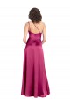 Sleeveless One Shoulder Stretch Satin Fuchsia Long Formal Dress