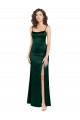 Sleeveless Scoop Neck Stretch Satin Hunter Long Formal Dress