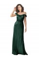 Sleeveless Spaghetti Straps Stretch Satin Hunter Long Formal Dress