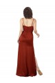 Sleeveless Square Neck Silky Satin Red Long Formal Dress