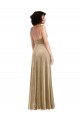 Sleeveless Square Neck Stretch Velvet Champagne Long Formal Dress