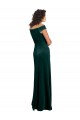 Cap Sleeves Square Neck Stretch Velvet Dark Green Long Formal Dress