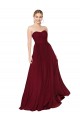Sleeveless Strapless Chiffon Burgundy Long Formal Gowns