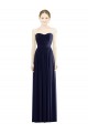 Sleeveless Strapless Chiffon Dark Navy Long Formal Dress