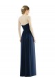 Sleeveless Strapless Chiffon Dark Navy Long Formal Dress