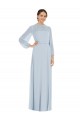 Puff Sleeves Strapless Chiffon Sea Glass Long Formal Dress