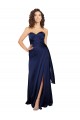 Sleeveless Strapless Silky Satin Sapphire Long Formal Gowns