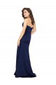 Sleeveless Strapless Silky Satin Sapphire Long Formal Gowns