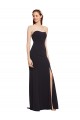 Sleeveless Strapless Stretch Crepe Dark Navy Long Formal Gowns