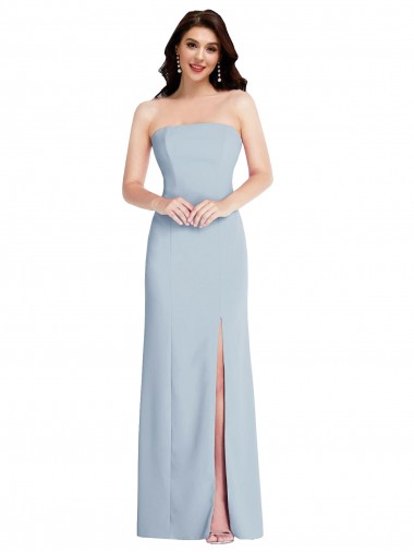 Affordable Sleeveless Strapless Stretch Crepe Light Sky Blue Long Formal Dresses UK