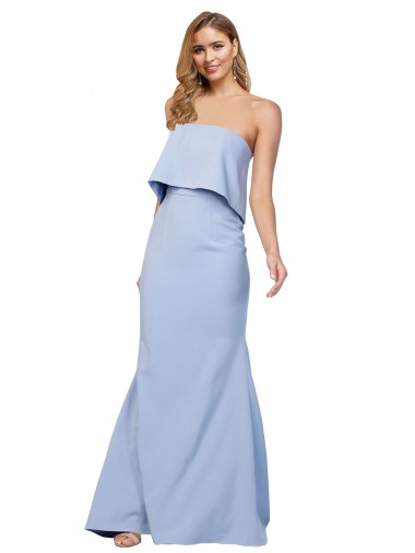 Affordable Sleeveless Strapless Stretch Crepe Light Sky Blue Long Formal Gowns UK